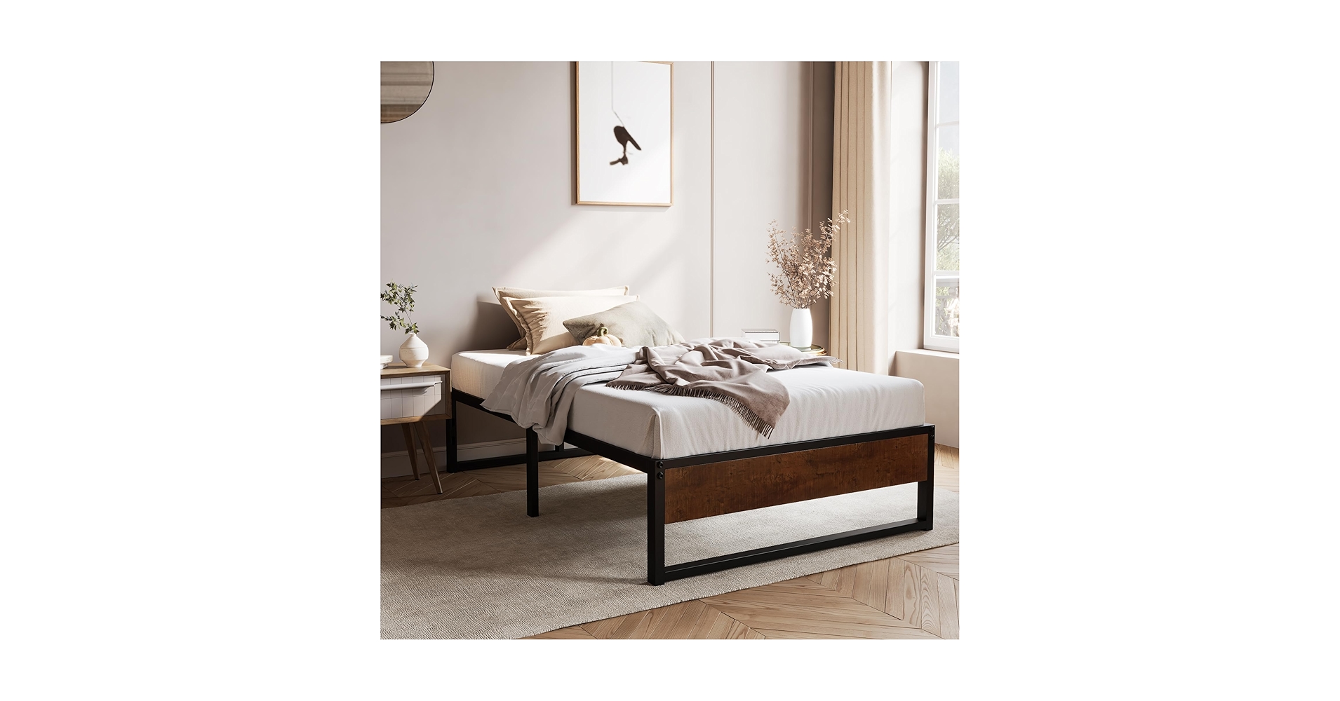 Amazon.com: SHA CERLIN 14'' Twin Size Metal Platform Bed